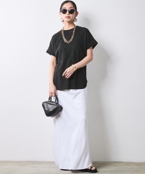 CHIC STYLE（シックスタイル）の「【セットアップ対応】ヴィンテージ加工サーマルフレンチスリーブカットソー＜大きいサイズ有＞シックスタイル（Tシャツ/カットソー・レディース・ブラウン系/スミクロ・3L/LL/L/M/5L/4L）」の18枚目の写真