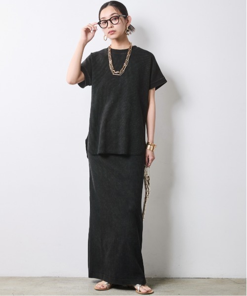 CHIC STYLE（シックスタイル）の「【セットアップ対応】ヴィンテージ加工サーマルフレンチスリーブカットソー＜大きいサイズ有＞シックスタイル（Tシャツ/カットソー・レディース・ブラウン系/スミクロ・3L/LL/L/M/5L/4L）」の15枚目の写真