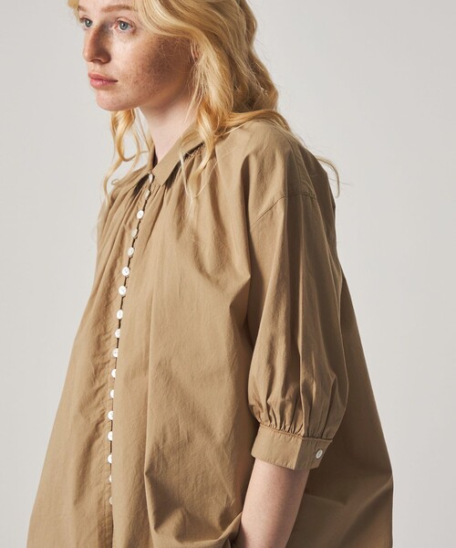 Steven Alan(スティーブンアラン)の「<Steven Alan>コットン ポプリン ギャザー ブラウス(シャツ/ブラウス・レディース・ブラック/ベージュ・FREE)」の11枚目の写真