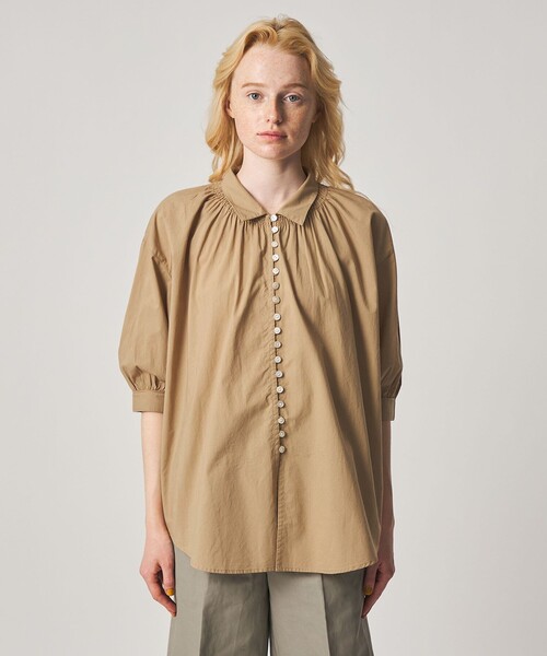 Steven Alan(スティーブンアラン)の「<Steven Alan>コットン ポプリン ギャザー ブラウス(シャツ/ブラウス・レディース・ブラック/ベージュ・FREE)」の12枚目の写真
