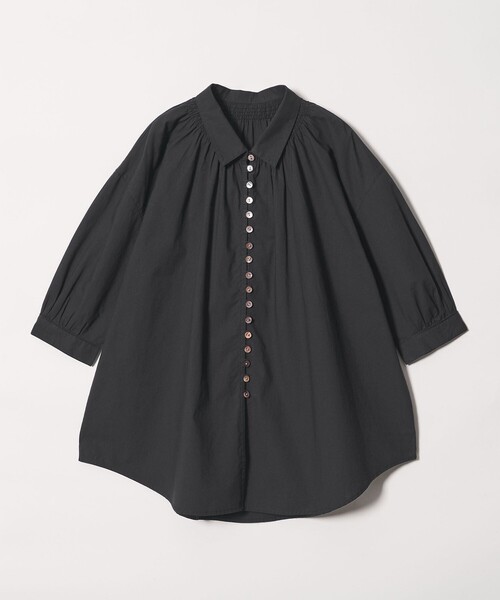 Steven Alan(スティーブンアラン)の「<Steven Alan>コットン ポプリン ギャザー ブラウス(シャツ/ブラウス・レディース・ブラック/ベージュ・FREE)」の3枚目の写真