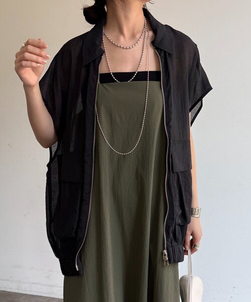 DouDou（ドゥドゥ）の「シアーサファリシャツベスト（ベスト・レディース・ブラック/ベージュ・FREE）」の19枚目の写真