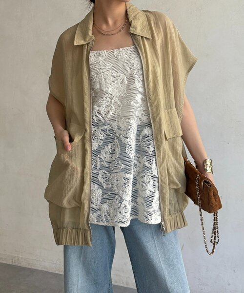 DouDou（ドゥドゥ）の「シアーサファリシャツベスト（ベスト・レディース・ブラック/ベージュ・FREE）」の16枚目の写真