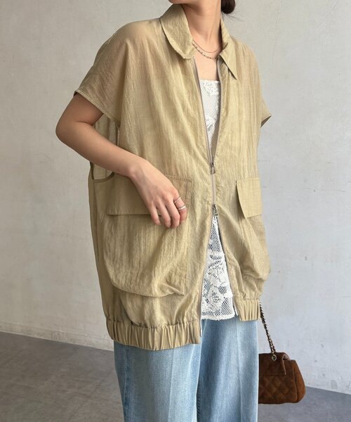 DouDou（ドゥドゥ）の「シアーサファリシャツベスト（ベスト・レディース・ブラック/ベージュ・FREE）」の17枚目の写真