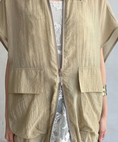 DouDou（ドゥドゥ）の「シアーサファリシャツベスト（ベスト・レディース・ブラック/ベージュ・FREE）」の6枚目の写真