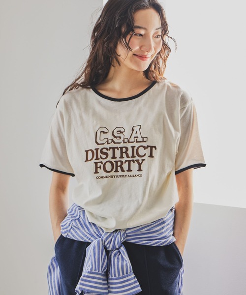 niko and...（ニコアンド）の「アソートスラブリンガーTシャツ（Tシャツ/カットソー・レディース・アイボリー/ナチュラル/ライトブルー/ライトグリーン・MEDIUM/LARGE）」の2枚目の写真