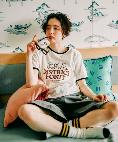 niko and...（ニコアンド）の「アソートスラブリンガーTシャツ（Tシャツ/カットソー・レディース・アイボリー/ナチュラル/ライトブルー/ライトグリーン・MEDIUM/LARGE）」の9枚目の写真