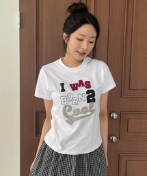 アップリケロゴデザインTシャツカットソー