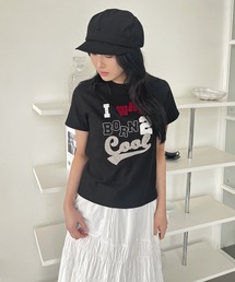 アップリケロゴデザインTシャツカットソー