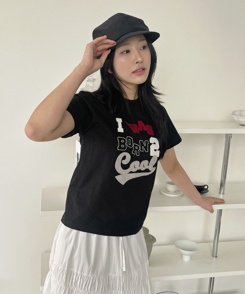 UNE MANSION(ユヌマンション)の「アップリケロゴデザインTシャツカットソー(Tシャツ/カットソー・レディース・ブラック/ホワイト・FREE)」の19枚目の写真