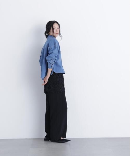 N.（N. Natural Beauty Basic）（エヌエヌナチュラルビューティーベーシック）の「レースレイヤード楊柳パンツ（その他パンツ・レディース・ブラック/オフホワイト・ﾌﾘ-）」の22枚目の写真