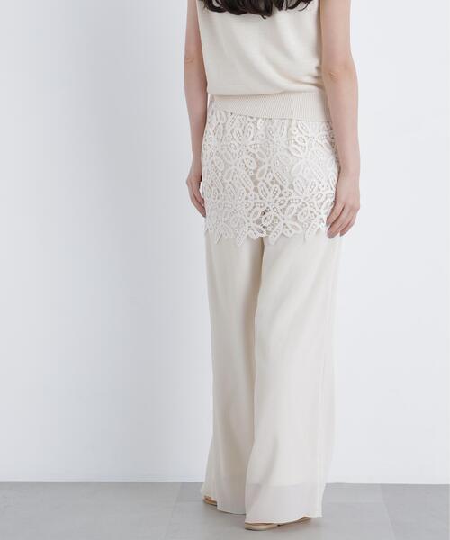 N.（N. Natural Beauty Basic）（エヌエヌナチュラルビューティーベーシック）の「レースレイヤード楊柳パンツ（その他パンツ・レディース・ブラック/オフホワイト・ﾌﾘ-）」の6枚目の写真