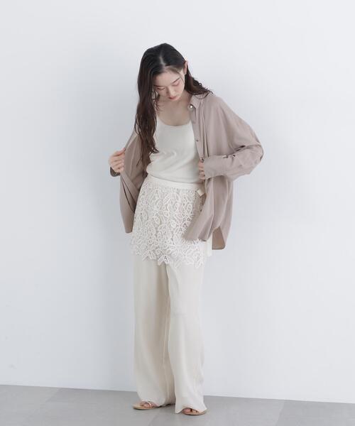 N.（N. Natural Beauty Basic）（エヌエヌナチュラルビューティーベーシック）の「レースレイヤード楊柳パンツ（その他パンツ・レディース・ブラック/オフホワイト・ﾌﾘ-）」の10枚目の写真