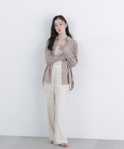 N.（N. Natural Beauty Basic）（エヌエヌナチュラルビューティーベーシック）の「レースレイヤード楊柳パンツ（その他パンツ・レディース・ブラック/オフホワイト・ﾌﾘ-）」の11枚目の写真