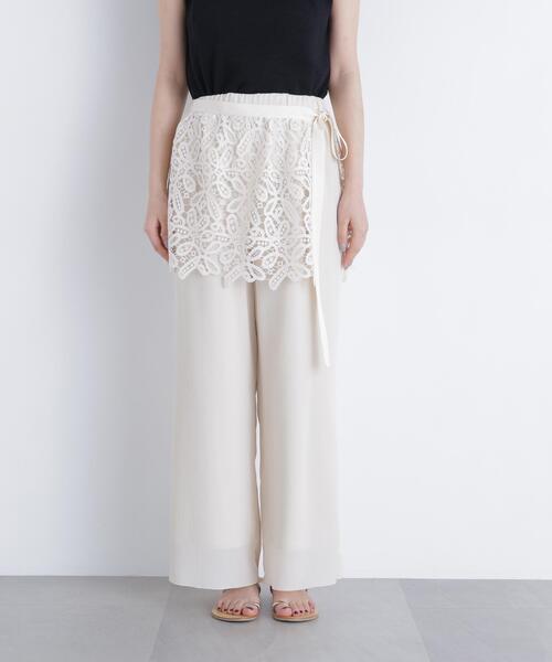 N.（N. Natural Beauty Basic）（エヌエヌナチュラルビューティーベーシック）の「レースレイヤード楊柳パンツ（その他パンツ・レディース・ブラック/オフホワイト・ﾌﾘ-）」の12枚目の写真