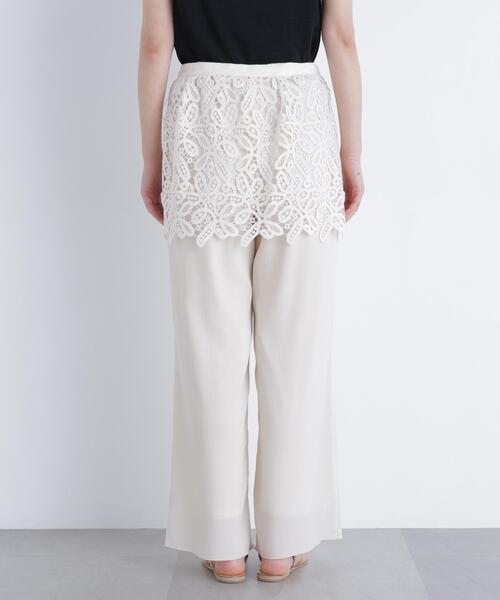 N.（N. Natural Beauty Basic）（エヌエヌナチュラルビューティーベーシック）の「レースレイヤード楊柳パンツ（その他パンツ・レディース・ブラック/オフホワイト・ﾌﾘ-）」の14枚目の写真