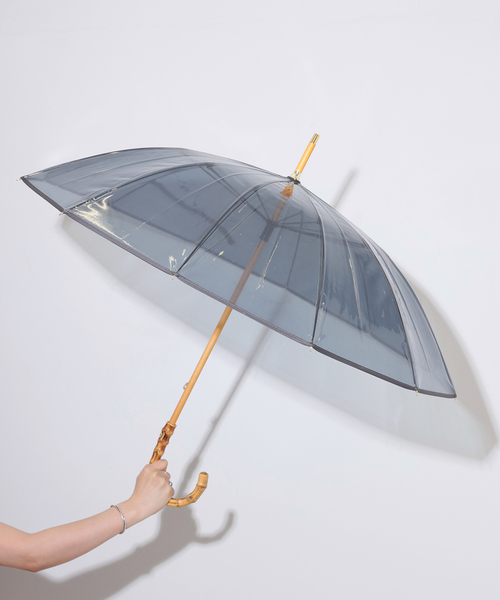 Traditional Weatherwear(トラディショナルウェザーウェア)の「《追加》【TRADITIONAL WEATHERWEAR】CLEAR UMBRELLA BAMBOO:傘(長傘・レディース・ブラウン/チャコールグレー・FREE)」の4枚目の写真