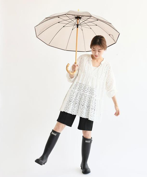 Traditional Weatherwear(トラディショナルウェザーウェア)の「《追加》【TRADITIONAL WEATHERWEAR】CLEAR UMBRELLA BAMBOO:傘(長傘・レディース・ブラウン/チャコールグレー・FREE)」の6枚目の写真