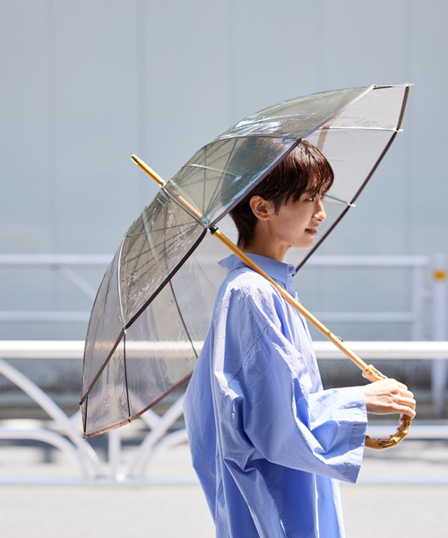 Traditional Weatherwear(トラディショナルウェザーウェア)の「《追加》【TRADITIONAL WEATHERWEAR】CLEAR UMBRELLA BAMBOO:傘(長傘・レディース・ブラウン/チャコールグレー・FREE)」の14枚目の写真