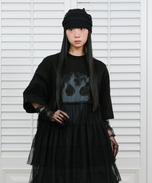 NICE GHOST CLUB(ナイスゴーストクラブ)の「FFATS TULLE DRESS BIG BIG TEE_BLACK(NG2GSUT591A)(Tシャツ/カットソー・レディース・ブラック・SMALL/MEDIUM)」の3枚目の写真