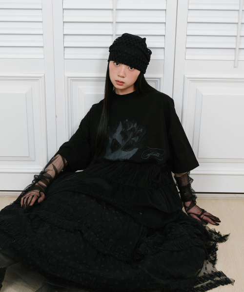 NICE GHOST CLUB(ナイスゴーストクラブ)の「FFATS TULLE DRESS BIG BIG TEE_BLACK(NG2GSUT591A)(Tシャツ/カットソー・レディース・ブラック・SMALL/MEDIUM)」の4枚目の写真