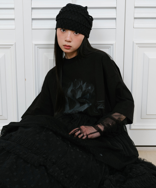 NICE GHOST CLUB(ナイスゴーストクラブ)の「FFATS TULLE DRESS BIG BIG TEE_BLACK(NG2GSUT591A)(Tシャツ/カットソー・レディース・ブラック・SMALL/MEDIUM)」の5枚目の写真