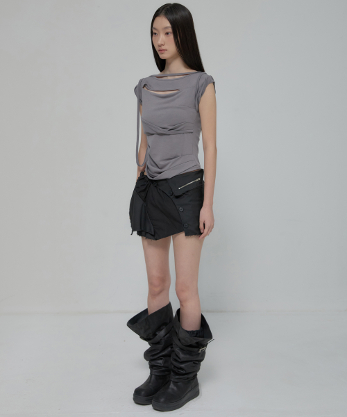 FLAREUP（フレアアップ）の「Asymmetrical Layered Mini Skirt (FL-267_Black)（スカート・レディース・ブラック・1/2）」の15枚目の写真