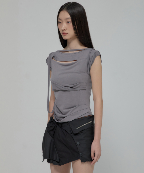 FLAREUP（フレアアップ）の「Asymmetrical Layered Mini Skirt (FL-267_Black)（スカート・レディース・ブラック・1/2）」の12枚目の写真