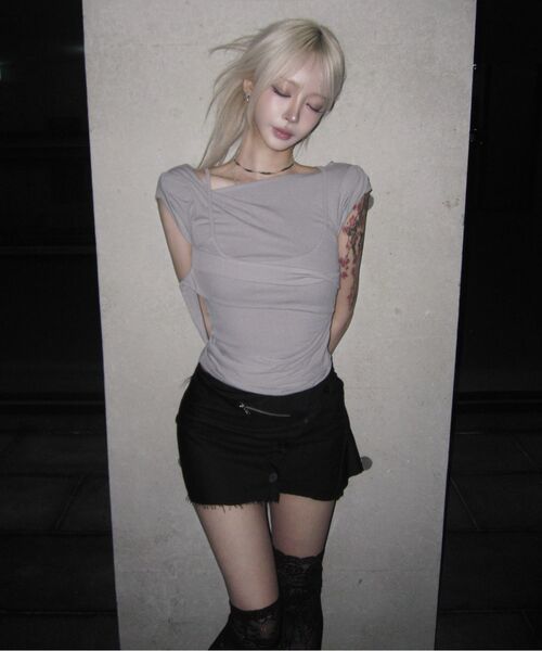 FLAREUP（フレアアップ）の「Asymmetrical Layered Mini Skirt (FL-267_Black)（スカート・レディース・ブラック・1/2）」の3枚目の写真