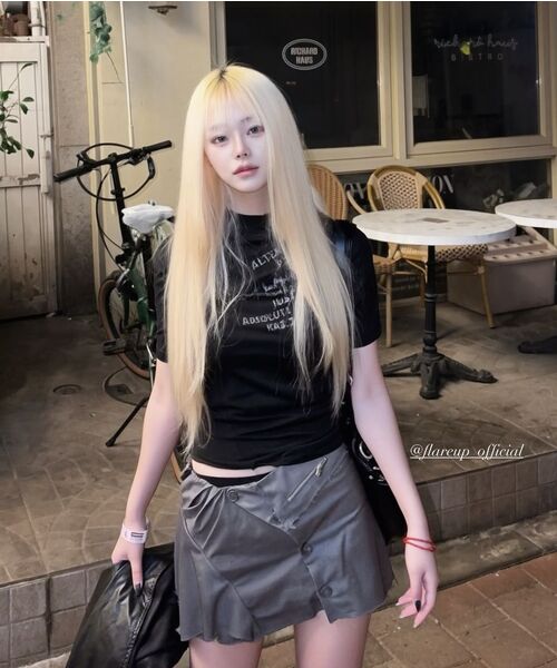 FLAREUP（フレアアップ）の「Asymmetrical Layered Mini Skirt (FL-267_Black)（スカート・レディース・ブラック・1/2）」の2枚目の写真