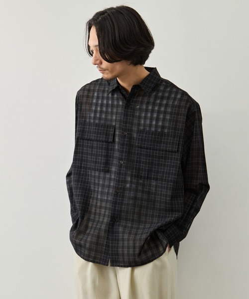 CITY TOKYO(シティトウキョウ)の「【CITY TOKYO】シアーグラフチェックシャツ(シャツ/ブラウス・メンズ・ブラック/ブラウン・1/2)」の8枚目の写真