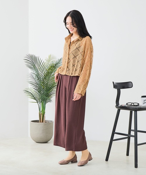 fort point(フォーポイント)の「【C-FORT POINT/フォートポイント】【程よい落ち感と美シルエット】とろみWAVE ワイドパンツ 2タック・ストレッチ デイリー オフィスカジュアル(その他パンツ・レディース・ベージュ/ブラウン/ブラック・MEDIUM/LARGE)」の12枚目の写真