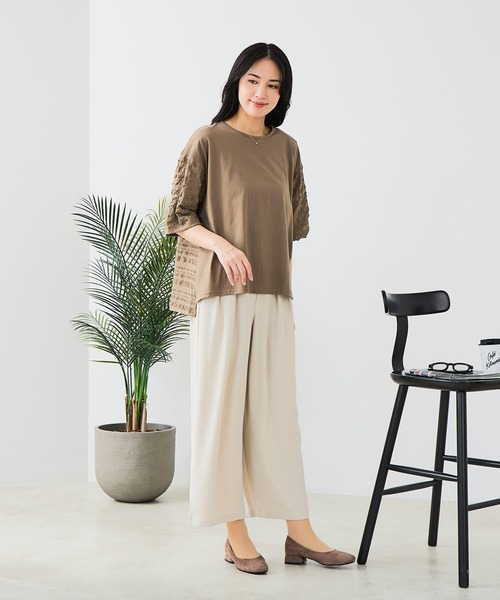 fort point(フォーポイント)の「【C-FORT POINT/フォートポイント】【程よい落ち感と美シルエット】とろみWAVE ワイドパンツ 2タック・ストレッチ デイリー オフィスカジュアル(その他パンツ・レディース・ベージュ/ブラウン/ブラック・MEDIUM/LARGE)」の9枚目の写真