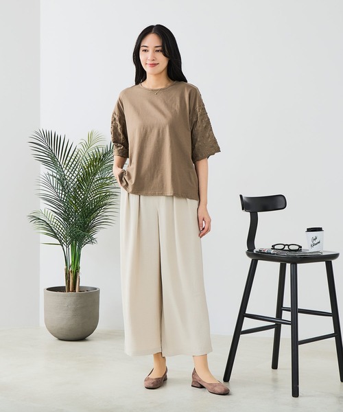 fort point(フォーポイント)の「【C-FORT POINT/フォートポイント】【程よい落ち感と美シルエット】とろみWAVE ワイドパンツ 2タック・ストレッチ デイリー オフィスカジュアル(その他パンツ・レディース・ベージュ/ブラウン/ブラック・MEDIUM/LARGE)」の8枚目の写真