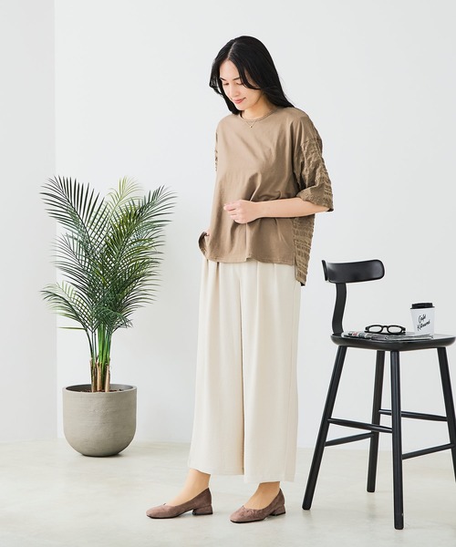 fort point(フォーポイント)の「【C-FORT POINT/フォートポイント】【程よい落ち感と美シルエット】とろみWAVE ワイドパンツ 2タック・ストレッチ デイリー オフィスカジュアル(その他パンツ・レディース・ベージュ/ブラウン/ブラック・MEDIUM/LARGE)」の7枚目の写真