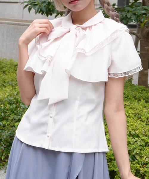 axes femme POETIQUE(アクシーズファムポエティック)の「2WAYオフショルフリルBL(シャツ/ブラウス・レディース・ブラック/ホワイト/ピンク・MEDIUM)」の3枚目の写真