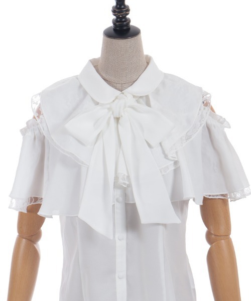 axes femme POETIQUE(アクシーズファムポエティック)の「2WAYオフショルフリルBL(シャツ/ブラウス・レディース・ブラック/ホワイト/ピンク・MEDIUM)」の15枚目の写真