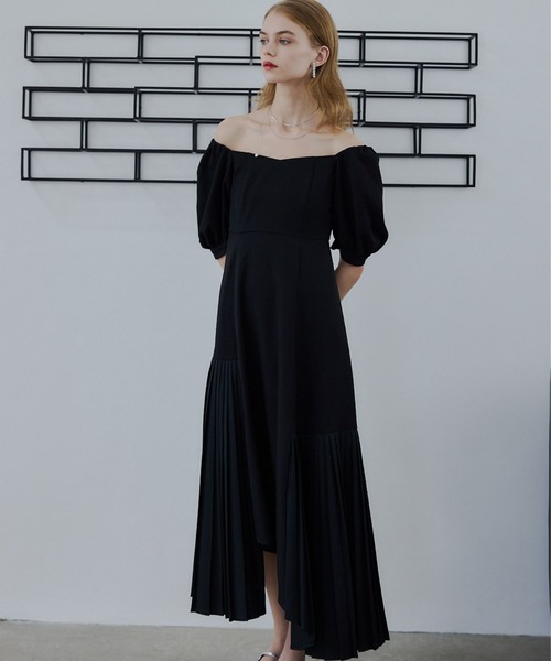 ORGUE(オルグ)の「Pleats docking dress/プリーツドッキングドレス(ワンピース・レディース・ブラック/ライトベージュ・SMALL/MEDIUM)」の10枚目の写真