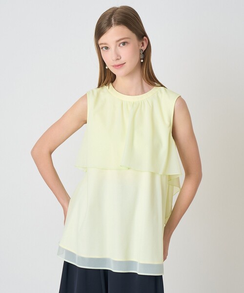 ANAYI(アナイ)の「トリコットオーガンレイヤードプルオーバー(Tシャツ/カットソー・レディース・ホワイト/イエロー/ブラック・38/36)」の7枚目の写真