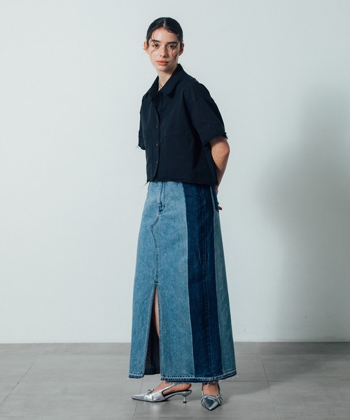 CITY TOKYO(シティトウキョウ)の「【CITY TOKYO/シティートウキョウ】Double Pocket Short Shirt / ダブルポケットショートシャツ(シャツ/ブラウス・レディース・ブルー/ブラック/ホワイト・FREE)」の15枚目の写真
