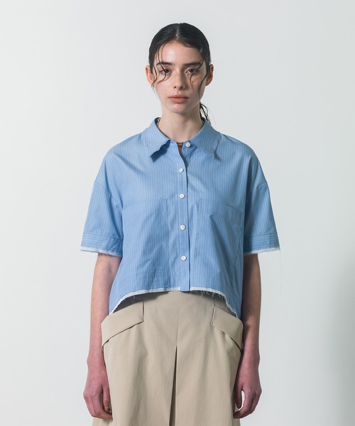 CITY TOKYO(シティトウキョウ)の「【CITY TOKYO/シティートウキョウ】Double Pocket Short Shirt / ダブルポケットショートシャツ(シャツ/ブラウス・レディース・ブルー/ブラック/ホワイト・FREE)」の11枚目の写真