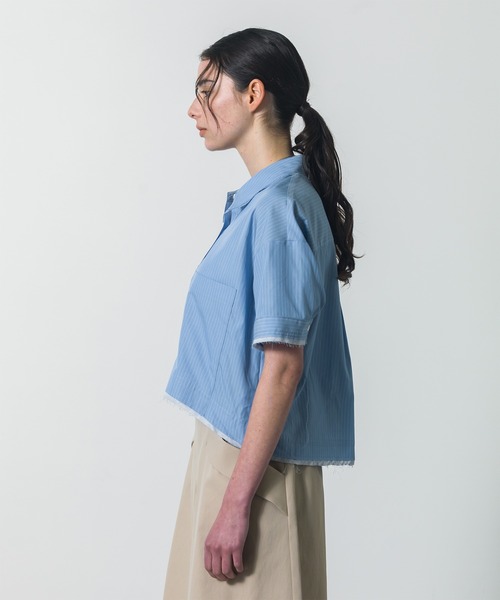 CITY TOKYO(シティトウキョウ)の「【CITY TOKYO/シティートウキョウ】Double Pocket Short Shirt / ダブルポケットショートシャツ(シャツ/ブラウス・レディース・ブルー/ブラック/ホワイト・FREE)」の12枚目の写真