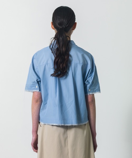 CITY TOKYO(シティトウキョウ)の「【CITY TOKYO/シティートウキョウ】Double Pocket Short Shirt / ダブルポケットショートシャツ(シャツ/ブラウス・レディース・ブルー/ブラック/ホワイト・FREE)」の13枚目の写真