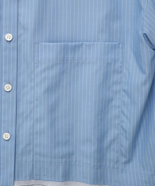 CITY TOKYO(シティトウキョウ)の「【CITY TOKYO/シティートウキョウ】Double Pocket Short Shirt / ダブルポケットショートシャツ(シャツ/ブラウス・レディース・ブルー/ブラック/ホワイト・FREE)」の4枚目の写真