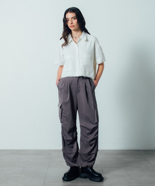 CITY TOKYO(シティトウキョウ)の「【CITY TOKYO/シティートウキョウ】Double Pocket Short Shirt / ダブルポケットショートシャツ(シャツ/ブラウス・レディース・ブルー/ブラック/ホワイト・FREE)」の21枚目の写真