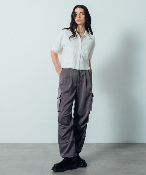 CITY TOKYO(シティトウキョウ)の「【CITY TOKYO/シティートウキョウ】Double Pocket Short Shirt / ダブルポケットショートシャツ(シャツ/ブラウス・レディース・ブルー/ブラック/ホワイト・FREE)」の22枚目の写真