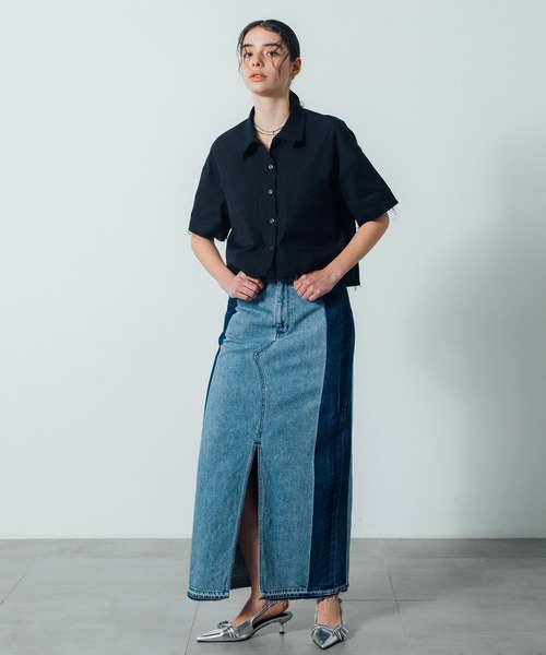 CITY TOKYO(シティトウキョウ)の「【CITY TOKYO/シティートウキョウ】Double Pocket Short Shirt / ダブルポケットショートシャツ(シャツ/ブラウス・レディース・ブルー/ブラック/ホワイト・FREE)」の16枚目の写真