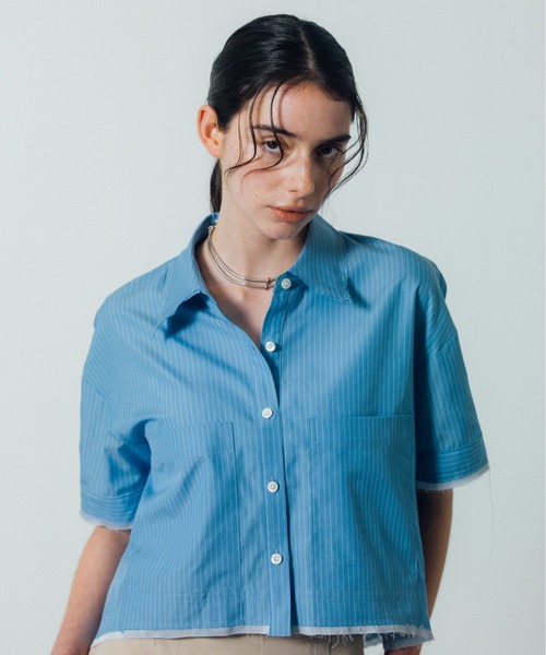 CITY TOKYO(シティトウキョウ)の「【CITY TOKYO/シティートウキョウ】Double Pocket Short Shirt / ダブルポケットショートシャツ(シャツ/ブラウス・レディース・ブルー/ブラック/ホワイト・FREE)」の10枚目の写真