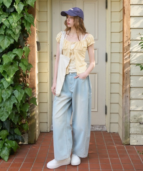 Birthday room(バースデイルーム)の「レイヤードパフスリトップス/Layered puff sleeve top(Tシャツ/カットソー・レディース・イエロー/グレー・FREE)」の14枚目の写真