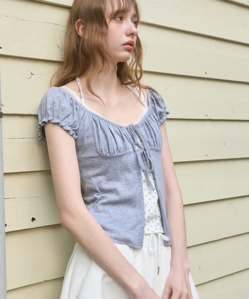 Birthday room(バースデイルーム)の「レイヤードパフスリトップス/Layered puff sleeve top(Tシャツ/カットソー・レディース・イエロー/グレー・FREE)」の8枚目の写真